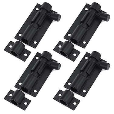 MY MIRONEY Black Barrel Bolt Latch Aluminum Alloy Slide Bolt Latch 2 Inch Door Latch Security Sliding Lock with Screws Pack of 4