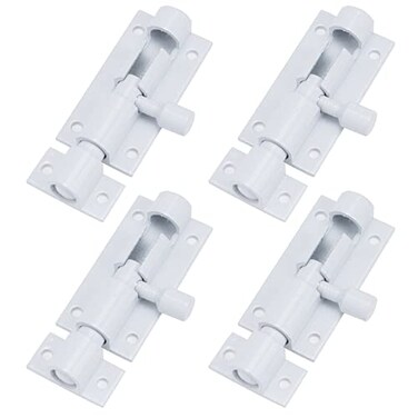 MY MIRONEY Heavy Duty 2 Inch Gate Latch 4 Pack Aluminum Alloy Sliding Barrel Bolt Lock for Wooden Fence and Barn Door Cabinets with AntiRust Coating Security Screws White