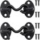 QJZXUEZHEN 2Pcs 2 inch Barn Door Lock Cabin Hook Eye Latch Gate Hook with Mounting Screws Black
