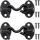 QJZXUEZHEN 2Pcs 2 inch Barn Door Lock Cabin Hook Eye Latch Gate Hook with Mounting Screws Black