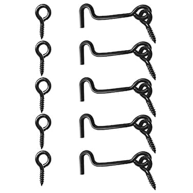 Sdstone Cabin Gate Hook and Eye Latch Swivel Window Latch with Mounting Screws Carbon Steel17 inch 5PCS