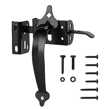 WellMade Thumb Gate Latch Heavy DutySelf Locking Door Latches and 9 Handle KitSteel Gate Lock Hardware for WoodenVinyl Fence Swing Outdoor GateBlack with Screw