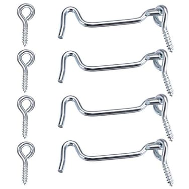 ZXUEZHENG 4Pcs 5 inches Cabin Hook Eye Latch Gate Door Swivel Window Door Hook with Mounting Screws