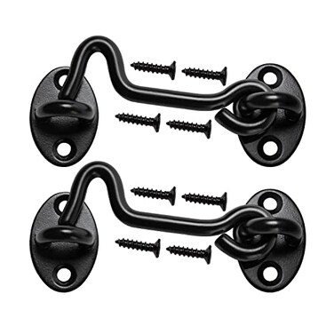 Klurent 4 Barn Door Latch Door Lock Hardware Sliding Door Lock Eye Hook Latch with Screws RustResistant Metal Gate Latch2 Pack