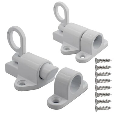 bociloy Aluminum Alloy SelfClosing Latches White Automatic Spring Door Lock Security Window Gate Lock Barrel Bolt SelfLocking Latches with Screws 2pcs