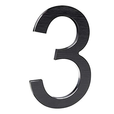 BetLight 8 Inch Modern House Numbers Premium Aluminum Floating Home Address Number with Elegant Sophisticated Brushed Finish Black Number 3
