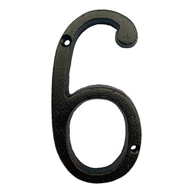 BetLight 55 Inch High Cast Iron House Number Solid Home Address Numbers Elegant Black Brown Finished Easy Install With Matching Screws Number 6