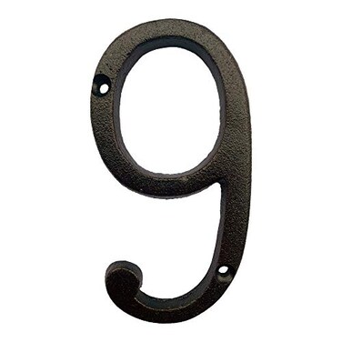 BetLight 55 Inch High Cast Iron House Number Solid Home Address Numbers Elegant Black Brown Finished Easy Install With Matching Screws Number 9