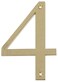 HILLMAN Distinctions Distinctions 843154 House Number 4 Polished Brass Zinc Flush Mount Address Number Modern Outdoor Address Sign for Front Door Mailbox Wall or Plaque 4 Inches