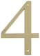 HILLMAN Distinctions Distinctions 843154 House Number 4 Polished Brass Zinc Flush Mount Address Number Modern Outdoor Address Sign for Front Door Mailbox Wall or Plaque 4 Inches