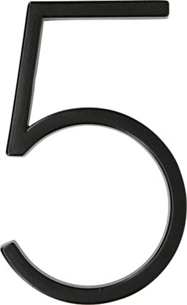 HILLMAN Distinctions Distinctions Floating House Number 5 Black 5 Zinc DieCast Address Number for Front Door Mailbox Wall and Exterior House Address Display Flush or Floating Mount Hardware Included