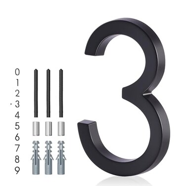 YIPLED Floating House Number 3 6 Inch Modern House Numbers for Home Mailbox Street Black