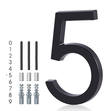 YIPLED Floating House Number 5 6 Inch Modern House Numbers for Home Mailbox Street Black