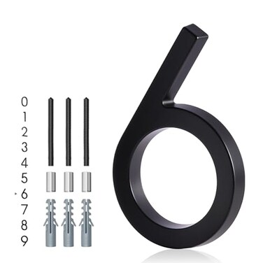 YIPLED Floating House Number 6 6 Inch Modern House Numbers for Home Mailbox Street Black