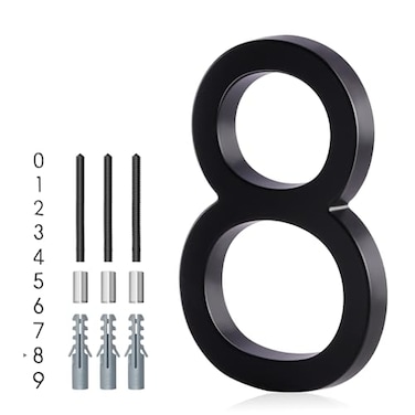 YIPLED Floating House Number 8 6 Inch Modern House Numbers for Home Mailbox Street Black