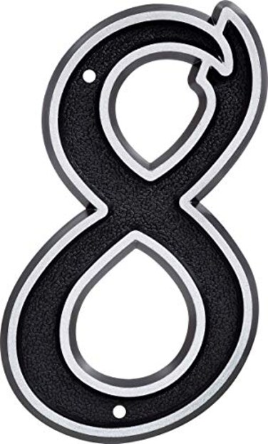 Hillman 845900 House Number 8 55Inch Reflective Silver Black