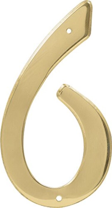 Hillman 847048 4Inch NailOn Traditional Solid Brass House Number 6