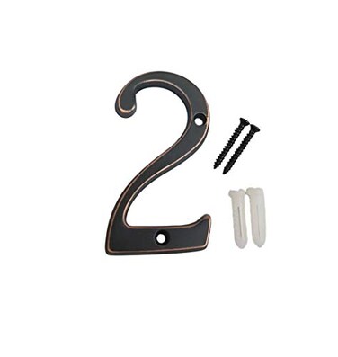 QCAA Traditional Heavy Solid Brass House Number 2 6 Venetian Bronze 1 Pack Made in Taiwan