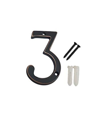 QCAA Traditional Heavy Solid Brass House Number 3 6 Venetian Bronze 1 Pack Made in Taiwan