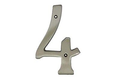 QCAA Traditional Heavy Solid Brass House Number 4 6 Matte Nickel 1 Pack Made in Taiwan