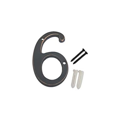 QCAA Traditional Heavy Solid Brass House Number 6 4 Venetian Bronze 1 Pack Made in Taiwan
