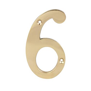 SKANDH Skandh Solid Brass 4 inch Yellow House Address Numbers 69 Polished Brass Lacquered