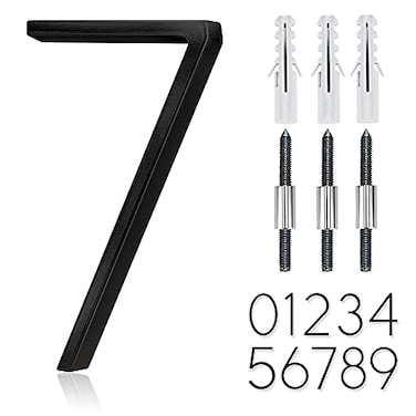 OLADOT 5 Stainless Steel Floating House Number Metal Modern House Numbers Mailbox Decor Number with Nail Kit Coated Black 911 Visibility Signage 7