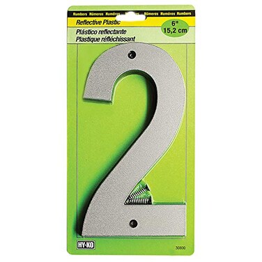Hy-Ko HyKo 6 Classic Reflective Plastic House Number Modern Raised Numbers for Exterior House Durable Convenient Marking for Home Address with Included Mounting Hardware for Simple Installation