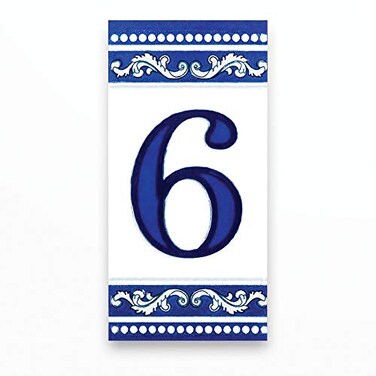 Kantu 2113017 Castilla Ceramic Tile Address Number 6 2 in x 4 in Blue Each