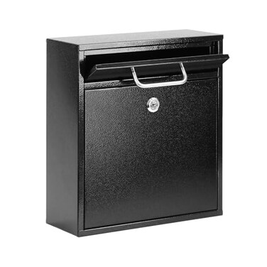 KYODOLED Steel Key Lock Mail Boxes for Outside Locking Wall Mount Mailbox Security Key Drop Box for Home Office or Commercial 12H x 105L x 46W Inches Black Large