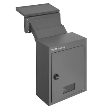 VEVOR Through The Wall Drop Box Deposit Safe 125x63x169 Rainproof Heavy Duty Steel Mailbox with Combination Lock for Wall Thickness 2879 Home Office Locking Wall Mount Mail Drop Box Gray
