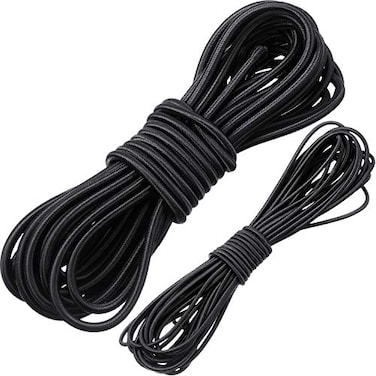 WILLBOND 18 Inch x 25 Feet and 14 Inch x 25 Feet Bungee Shock Cord Elastic Nylon Cords Marine Kayak Heavy Stretch String Rope and Tie Down Trailer Strap Black