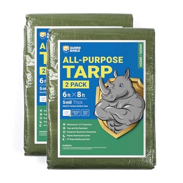 GUARD SHIELD Tarp Green 6x8 Feet Multi Purpose Waterproof Poly Tarp Cover 5mil 2Pack