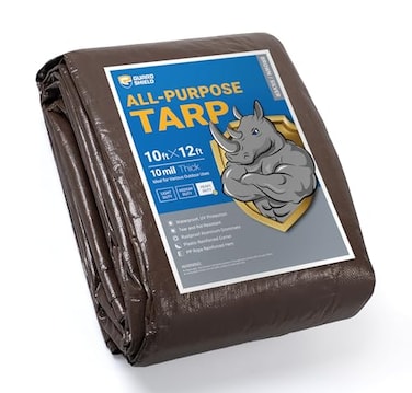 GUARD SHIELD Tarps Heavy Duty Waterproof 10x12 Feet BrownBright Silver Poly Tarp Cover Outdoor Thick UV Resistant Tarpaulin with Grommets 10mil