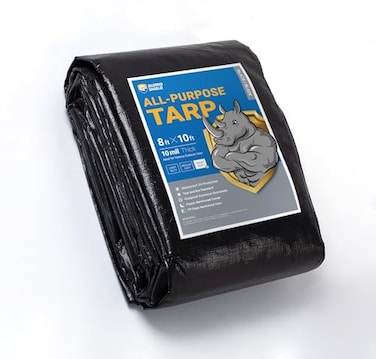 GUARD SHIELD Tarps Heavy Duty Waterproof 8x10 Feet Black Poly Tarp Cover Outdoor Thick UV Resistant Tarpaulin with Grommets 10mil