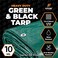 Xpose Safety Heavy Duty Poly Tarp 5 X 7 10 Mil Thick Waterproof UV Blocking Protective Cover Reversible Green and Black Laminated Coating Grommets by