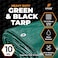 Xpose Safety Heavy Duty Poly Tarp 20 Feet x 20 Feet 10 Mil Thick Waterproof UV Blocking Protective Cover Reversible Green and Black Laminated Coating Grommets by