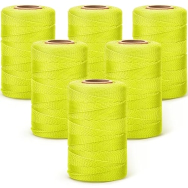 Amylove 6 Roll Mason String Line 18 500 ft Nylon Braided Construction String Line Heavy Duty Outdoor Twine Rope for Gardening or Masonry Tools Construction DIY Project Fluorescent Yellow