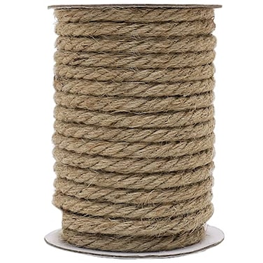 Vivifying 50 Feet 10mm Jute Rope Natural Heavy Duty Twine for Crafts Cat Scratching Post Gardening Bundling and Hanging