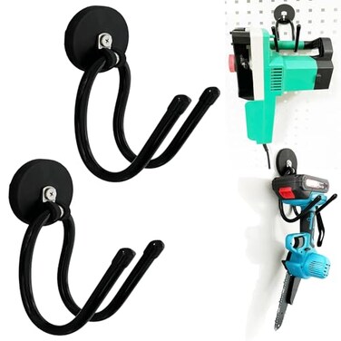 Pmsanzay 2 Pack Chainsaw Organizer HolderHeavy Duty Garage Magnetic HookRV Workshop Tool Box Storage Magnet HookGarden Power Tool HangerUtility Strong Tool Storage Rack with AntiSlip Coating
