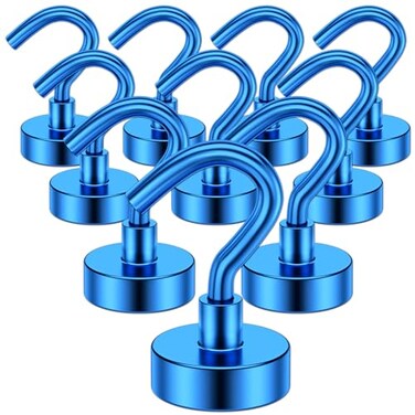 Grtard 10 Pack Heavy Duty Magnetic Hooks 30Lbs Neodymium Magnet Hooks for Hanging Cruise Grill Towel Kitchen Indoor Use