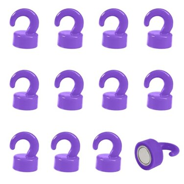 JINGZHAN Cruise Purpple Magnetic Hooks for Walls 8Lbs Heavy Duty Metal Hanging Hooks for Kitchen Easy Installation