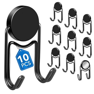 LOVIMAG Magnetic Hooks 50lbs 2026 Cruise Cabin Ship Essentials Magnet Hook Heavy Duty Strong Magnets Refrigerator Fridge Hanging for Classroom Beach Vacation Kitchen Home Must Haves 10 Pcs Black