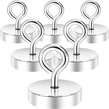 Neosmuk Magnetic Eyeblot Hooks 80lb Heavy Duty Extra Strong Magnet Hook with Eye Bolt for Cruise CabinMagnet Eyelet Hanger for Hanging Cruise Essentials HookSilver 6 Pack