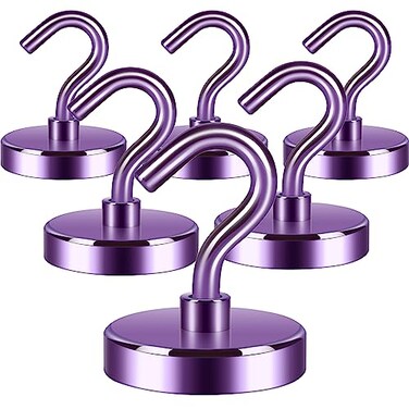 Neosmuk Magnetic Hooks 130lb Heavy Duty Purple 6 Pack