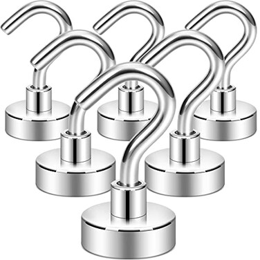 Neosmuk Magnetic Hooks 30lb Heavy Duty Silver 6 Pack
