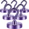 Neosmuk Magnetic Hooks 85lb Heavy Duty Purple 6 Pack