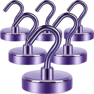 Neosmuk Magnetic Hooks 85lb Heavy Duty Purple 6 Pack