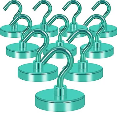 Neosmuk Magnetic Hooks Heavy Duty 130lb Strong Magnet Hook for Cruise Cabins Cruise Essentials 2026 for Hanging Metal Wall Refrigerator Hangers Green 10 Pack
