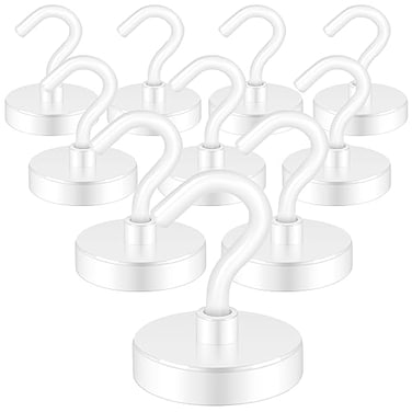 Neosmuk Magnetic Hooks Heavy Duty 130lb Strong Magnet Hook for Cruise Cabins Cruise Essentials 2026 for Hanging Metal Wall Refrigerator Hangers White 10 Pack